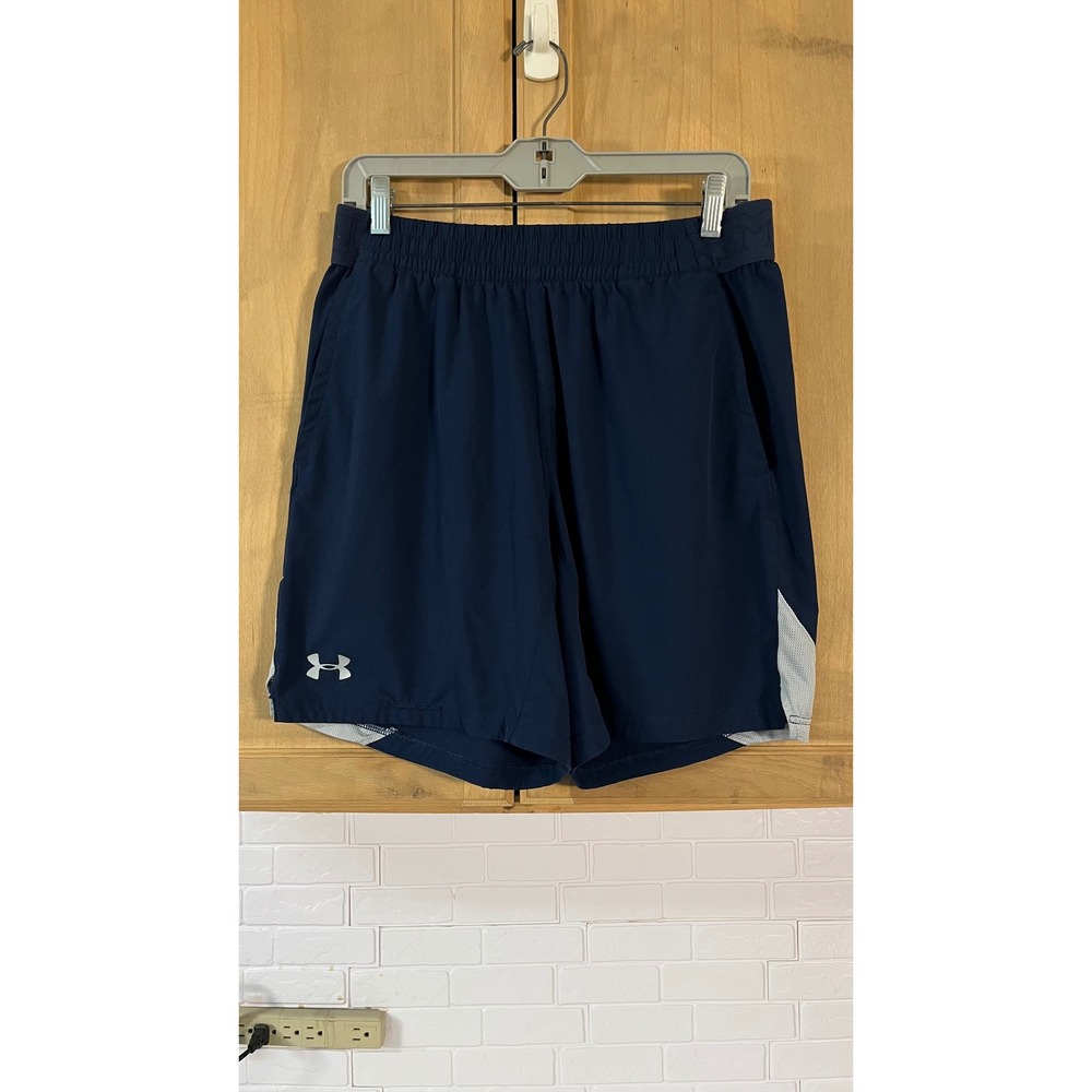 Under Armour Athletic Shorts Men LG Navy Blue  Heat Gear Training‎ Mesh